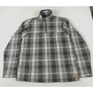John Wayne Sweatshirt Mens Medium Gray Plaid 1/4 Zip Fleece Pullover Western